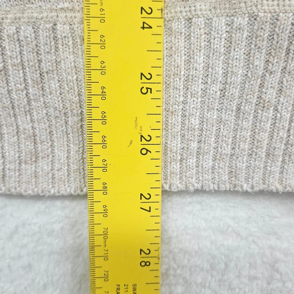 Yeokou Mens Full Zip Cardigan Sweater Fleece Lined Plaid Beige Mock Neck Large